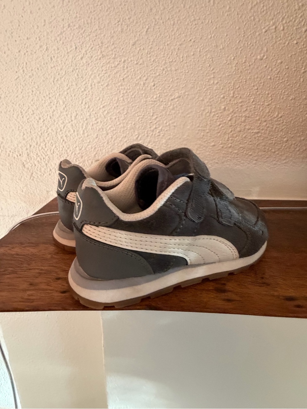 Puma Kids Gray Suede Velcro Sneakers with White Side Stripe - Picture 5 of 6